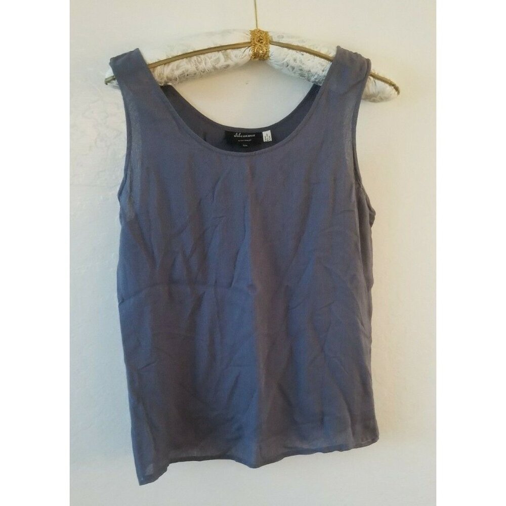 Dilemma Dhun Shroff Womens Layered Tank Top Size S/M Blue Scoop Neck Sleeveless